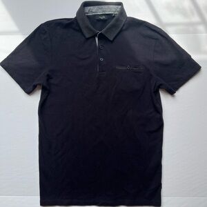 Men's Navy Jack & Jones Polo Shirt 100% Cotton Size Medium Stitched Details